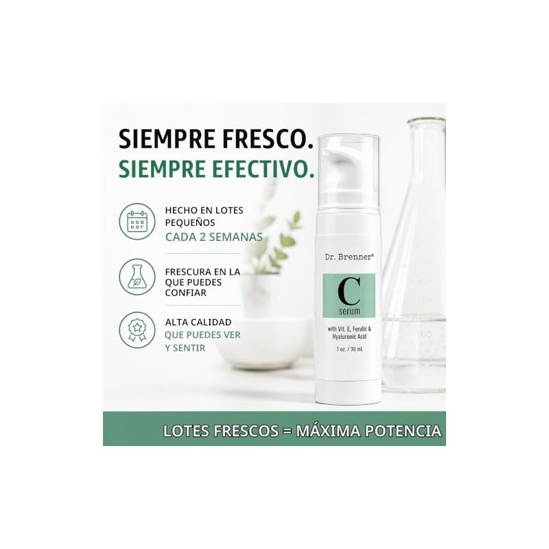 Dr. Brenner Suero de vitamina C 20% puro ácido L-ascórbico,
