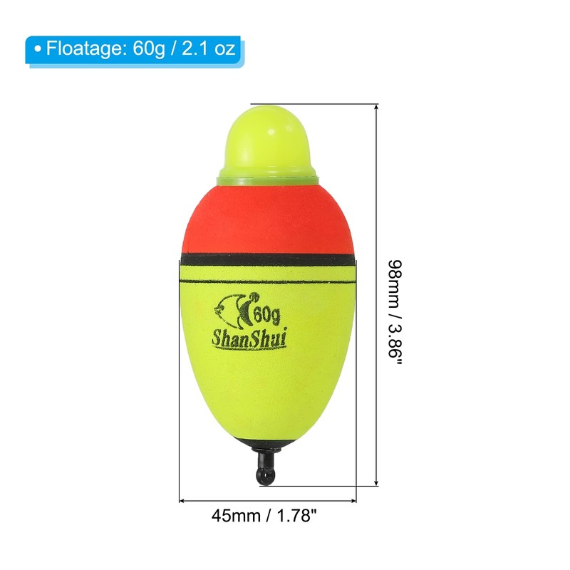 PATIKIL 4pcs 60g/2.1oz Lighted Fishing Slip Bobber EVA Light Up