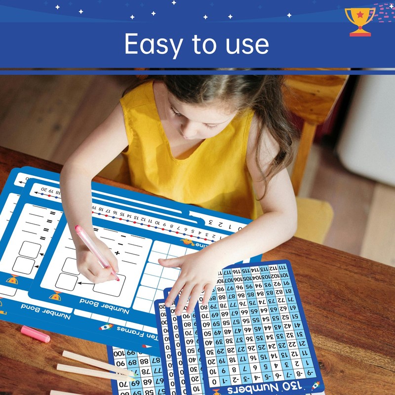 Dinggaogao10 Packs Number Line Whiteboards Cards, 9” x 12”Double Sided