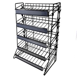 STORE FIXTURES DIRECT Countertop Candy Display Rack, Snack & Chip Stand with 5 Angled Shelves & 12 Potato Chip Clips (White, 2 Pack)