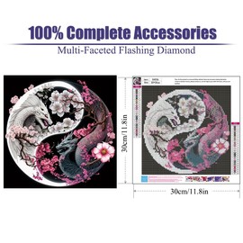 Mupmod Dragon Diamond Art Kits for Adults-Taichi Dragon Diamond Painting Kits for Adults,5D DIY Full Drill Gem Art and Craft for Home Wall Decor 12x12inch