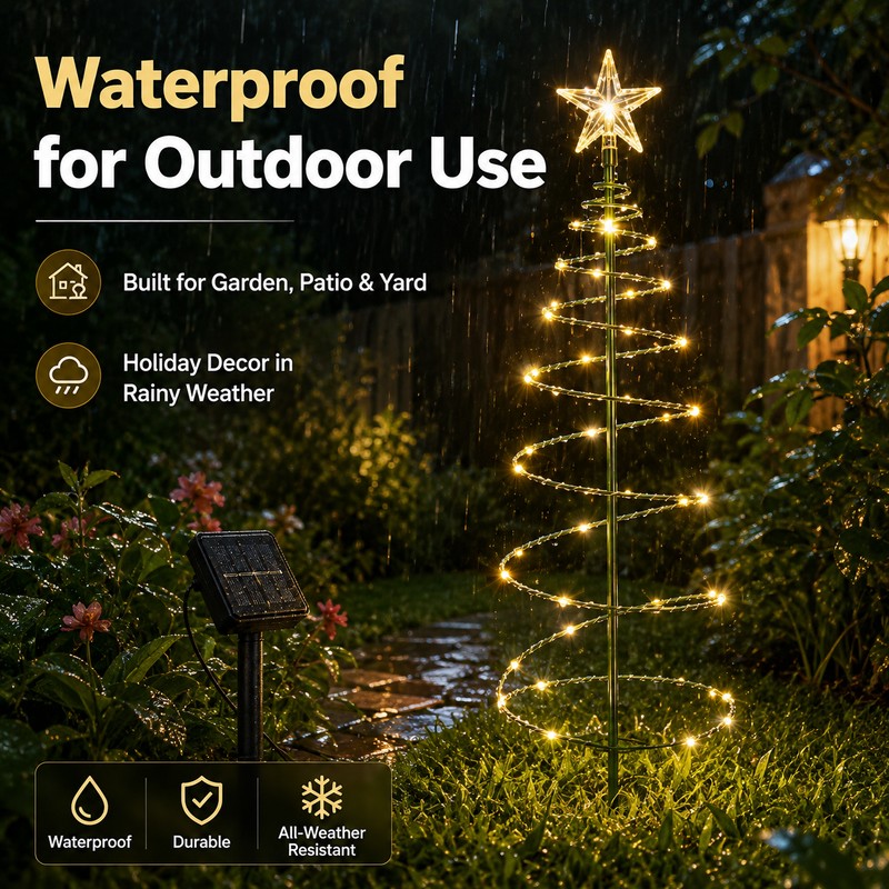 Solar Christmas Tree Light for Outdoor Decor – Waterproof LED