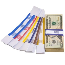 7.5 x 1.25 Inches 300 Assorted Currency Straps Self Sealing Currency Bundles Bands Money Bill Band Strap (300 Assorted, 50 of Each Colors)