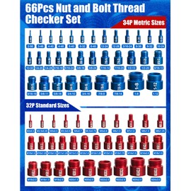 VEXTHYX 66 Nut and Bolt Thread Checker with 32 Metric & 34 Standard Gauges