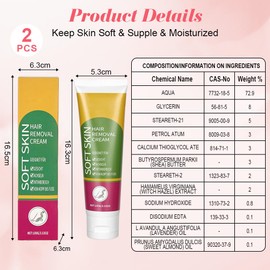 LOPHE Enthaarungscreme, 2X100g Haarentfernungscreme Sanfte beruhigende, Enthaarungscreme für Gesicht und KöRper, Keine Hautirritationen, Hair Off Haarentferner Unisex