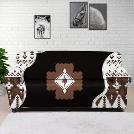 GLENLCWE Native Indian Aztec Antique Print Sofa Cover Stretch Tribal Style Sofa Slipcover Home Decor Breathable Durable Sofa Couch for 1 Seater