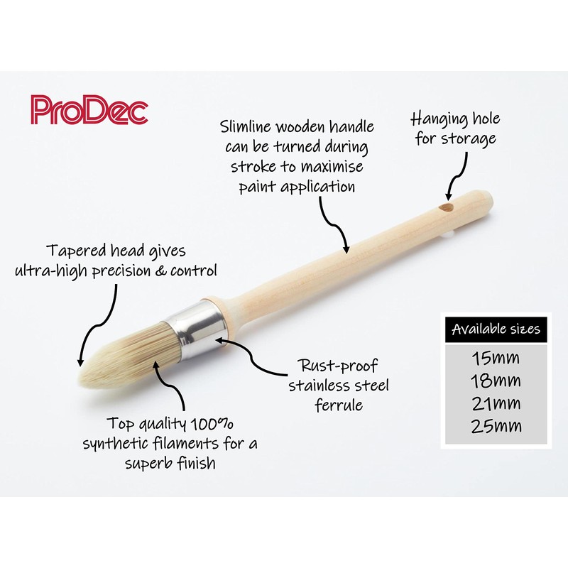 ProDec 25mm Trade Professional Pointed Synthetic Sash Brush Ideal for
