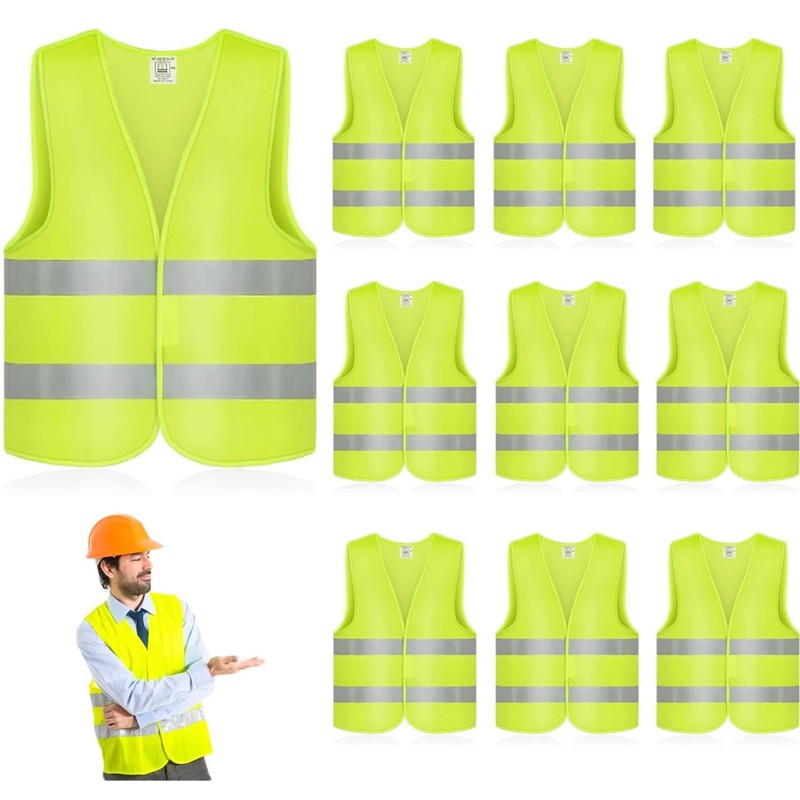 Safety Vest, 12 Pack High Visibility Vest Neon Reflective Construction