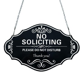 No Soliciting Sign - Family & Neighbors Welcome, 8 x 5 Inch Thick Acrylic Self-Adhesive Funny Sign for Home, Office, Store Wall Decor