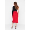 TRENDYOL Women's Midi Asymmetric Pencil Skirt, Woven Fabric Skirt, red