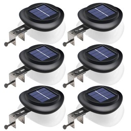 DBF Outdoor Solar Gutter Lights - Solar Fence Lights Outdoor Waterproof LED Deck Lighting Wall Mount Decorative Auto On/Off for Eaves Yard Garage Garden Deck Patio Railing (6 Pack)