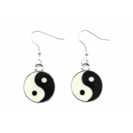 Yin and Yang Earrings Ying & Yang Enamelled schwz Earrings Mini Bling White