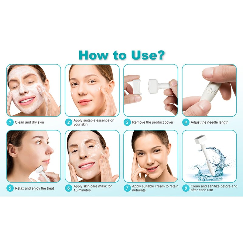 Derma Stamp, 140 Titanium Adjustable Micro Needle Derma Roller for