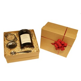 Camomile Lemongrass Herbal Tea Gift Set Wrapped 50g in Caddy with Tea Strainer and Measuring Spoon by TeaCakes of Yorkshire