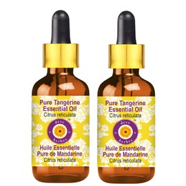 dve herbes Deve Herbes Pure Tangerine Essential Oil (Citrus reticulata) with Glass Dropper Steam Distilled (Pack of Two) 100ml X 2 (6.76 oz)
