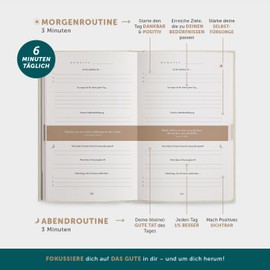 UrBestSelf 6-Minuten Tagebuch für Erwachsene 2025 (Das Original) - Dankbarkeitstagebuch, Wissenschaftlich Fundiertes Journal Buch - Achtsamkeitstagebuch für Mehr Resilienz & Selbstliebe