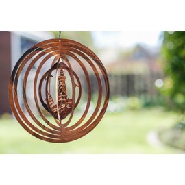 Der-Porzellan-Laden Wind Chime "Lighthouse", Patina Hanging Decoration Made of Metal, for Maritime Garden Decoration, Weatherproof, 1 Piece, 27 x 27 cm, Handmade