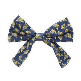 7.5 inch Bow With Butterflies Hair Clip For Woman And Girls - Denim
