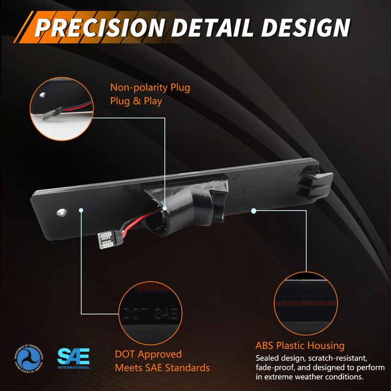 OFFKAT Smoked Amber LED Front Side Marker Lights For 1984-1992