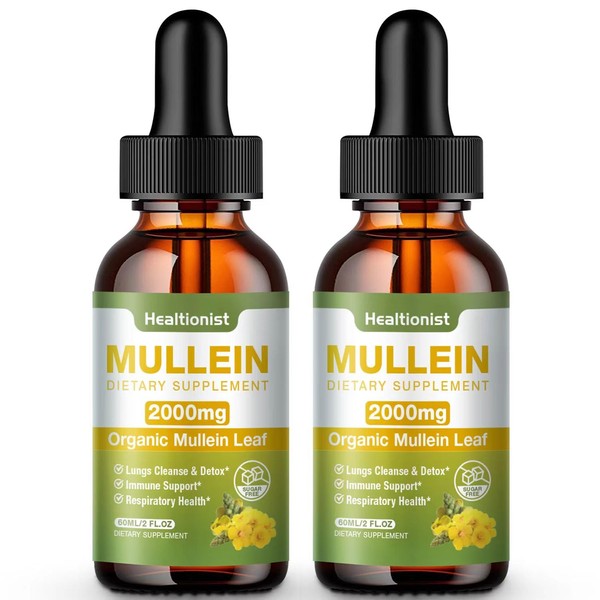 2 Pack Mullein Drops for Lungs - Leaf Extract Liquid