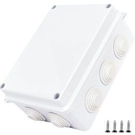 Junction Box with Reserved Holes, LA VANE IP65 Outdoor Waterproof Dustproof ABS Plastic Universal Electrical Enclosure Project Box - White 4x4x2.8 inch