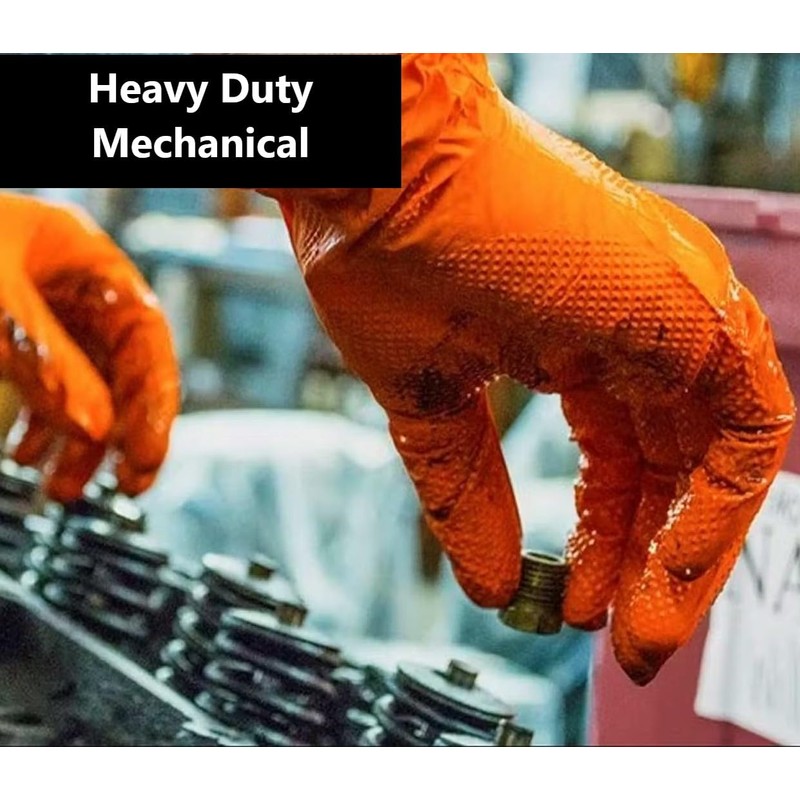 Heavy Duty Super Strong Orange Grip Nitrile Gloves PF 8