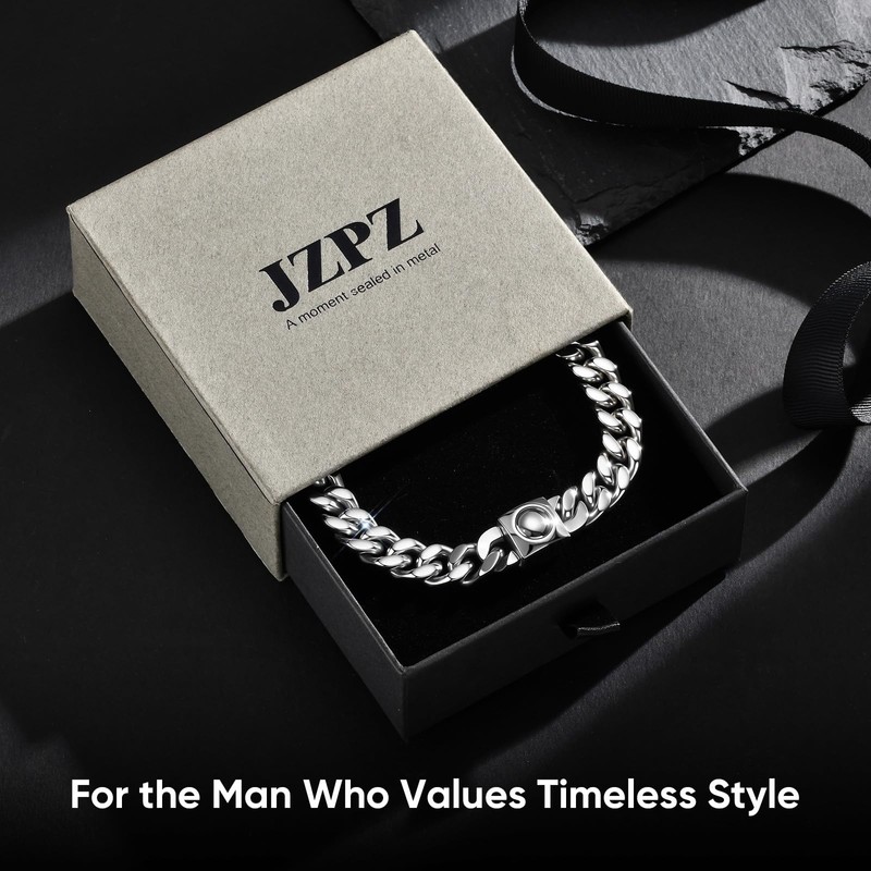 Chunky Cuban Link Chain Bracelet for Men: 9mm Width Silver