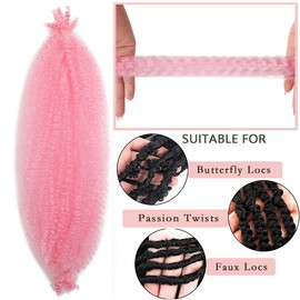 18 Inch Pre-Separated Springy Afro Twist Hair 8 Packs Pink Pre-Fluffy Natural Curls are Perfect for Marley Crochet Hair Suitable for Black Women (Pink, 18 Inch (Pack of 8))