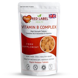 Vitamin B Complex High Strength, 30 Tablets (1 Month Supply) All 8 Vitamins B in 1 Tablet, Vitamins B1, B2, B3, B5, B6, B12, Biotin & Folic Vitamin B for Men & Women Vegan Made in The UK