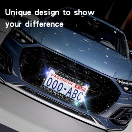 Mulixis Bing License Plate Frames for Women Diamond Black License Plate Frame 1 Pack Rhinestone Bedazzled License Plate Holder Stainless Steel Frame - High-End Gift Box Packaging