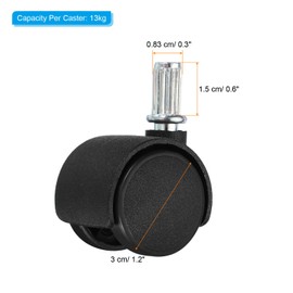 PATIKIL 1 Inch 6 Pack Handle Steering Wheels Nylon 360 Degree Swivel Handle Wheels for Chair Work Table Furniture Replacement Black