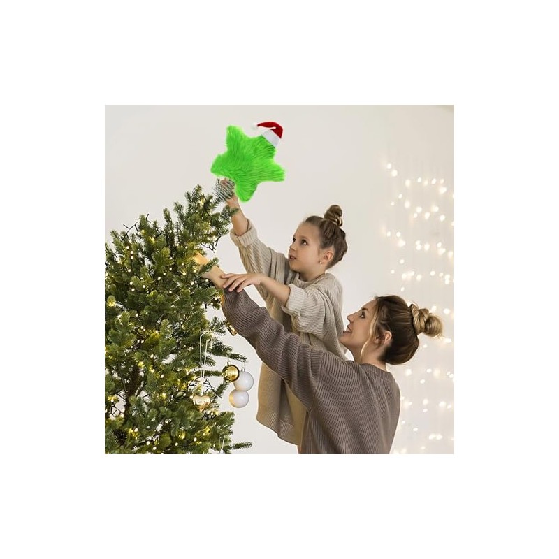 Plush Christmas Tree Topper Star, 19CM Fluff Star Christmas Tree