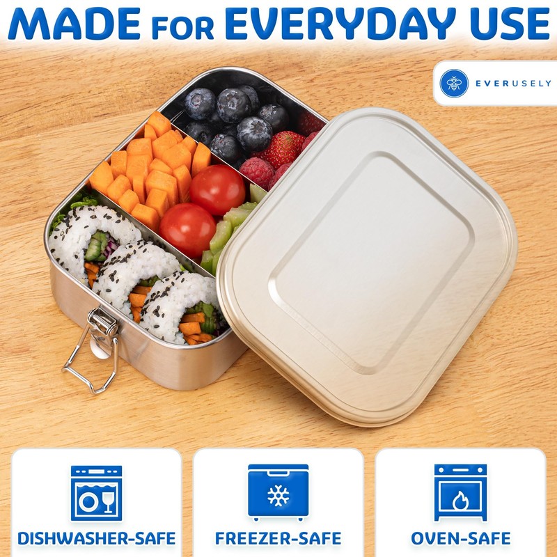 Everusely - Stainless Steel Lunch Box - 27 oz /