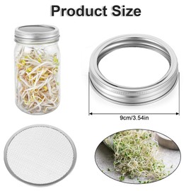 4 Pcs Sprouting Lids Stainless Steel Mason Jar Sprouting Kit Lids Jars Mason Wide Mouth Canning Lid Regular Mouth Mesh Bean Sprout Sieve Lid for Growing Bean Alfalfa Broccoli Seeds Salad