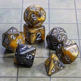 CiaraQ DND Polyhedral Dice Set with a Black Dice Bag for D&D RPG MTG Role Playing Table Games (Brown and Black)