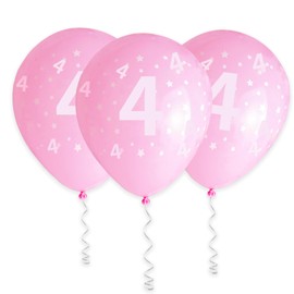 Cxryrzhe 11 Pcs Pink 4th Birthday Balloons 12" Latex Balloons 4th Anniversary Party Supplies Number 4 Year Old Birthday Balloons for Women Girl Baby Shower Birthday Wedding Princess Party Decorations