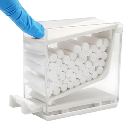 1PC Dental Grade White Cotton Roll Dispenser by VASTMED | Dental Press Type Cotton Rolls Holder Dispenser Hygienic Divider | Perfect for Professional Clinic, Hospital, Home Use