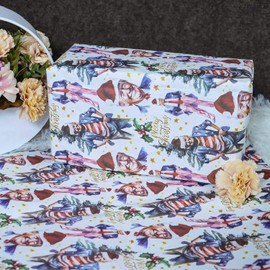 Lucky Radish Funny Trump Christmas Wrapping Paper, Trump Wrapping Paper, President Gift Wrap for Christmas 27.5”x35.4” (White)