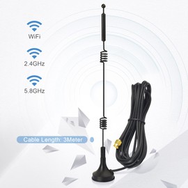Bingfu Wifi Antenna RP-SMA WLAN Aerial Dual Band 2.4/5 / 5.8GHz 9dBi Magnetic Base RP-SMA Connector for WLAN Router Range Extender Gateway Mini PCI-Express PCIE Network Card USB Adapter