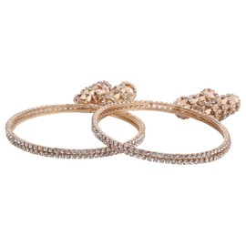 Efulgenz Indian Bollywood Crystal Rhinestone Wedding Jhumka Tassel Bracelet Bangle Set Jewelry (4 Pc)