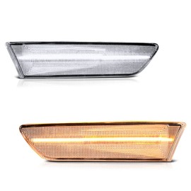 VIPMOTOZ Sequential Full LED Front Chrome Side Marker Lights Compatible With 2003-2007 Infiniti G35 2-Door Coupe Chrome Housing Clear Lens Pair Set