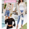 ETOSELL Women Long Sleeve Y2K Crop Tops Hollow Out Crochet
