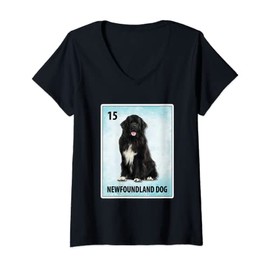Womens Newfoundland Dog Mexican Dog Cards V-Neck T-Shirt