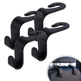 GaRhomxy Car Seat Headrest Hook, Car Headrest Hidden Hook, 4 Pack Universal Auto Car Back Seat Hook Organizer for Purse Coat, Car Interior Accessories (Black)