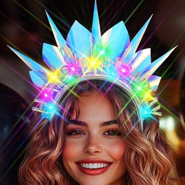 Evlry LED-Geburtstags-Stirnband, leuchtendes Kostüm-Haarband, funkelndes Rave-Festival-Haar-Accessoire für Frauen