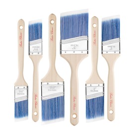 Bates Angle Paint Brushes, 6 Pack - Assorted Sizes, Treated Wood Handle, for Walls & Furniture