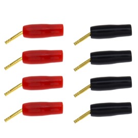 SING F LTD 8pcs/Set 2mm Speaker Pin Tip Connectors Black & Red Copper Plated Banana Male Plugs Screw Type