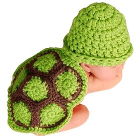 BLUETOP Cute Newborn Photography Outfits Boys Girls Baby Costume Set, Handmade Knitted Outfits for Boys Girls Photography Infant Toad Baby Turtle Costume With Hat Cap (0-6 Months)
