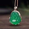 Green Cut Jade Buddha Pendant Necklace 14k Gold Plated, jade,