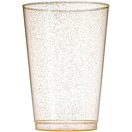 100 Glitter Plastic Cups 12 Oz Clear Plastic Cups Tumblers Gold Glitter Cups Disposable Wedding Cups Elegant Party Cups Recyclable and BPA-Free